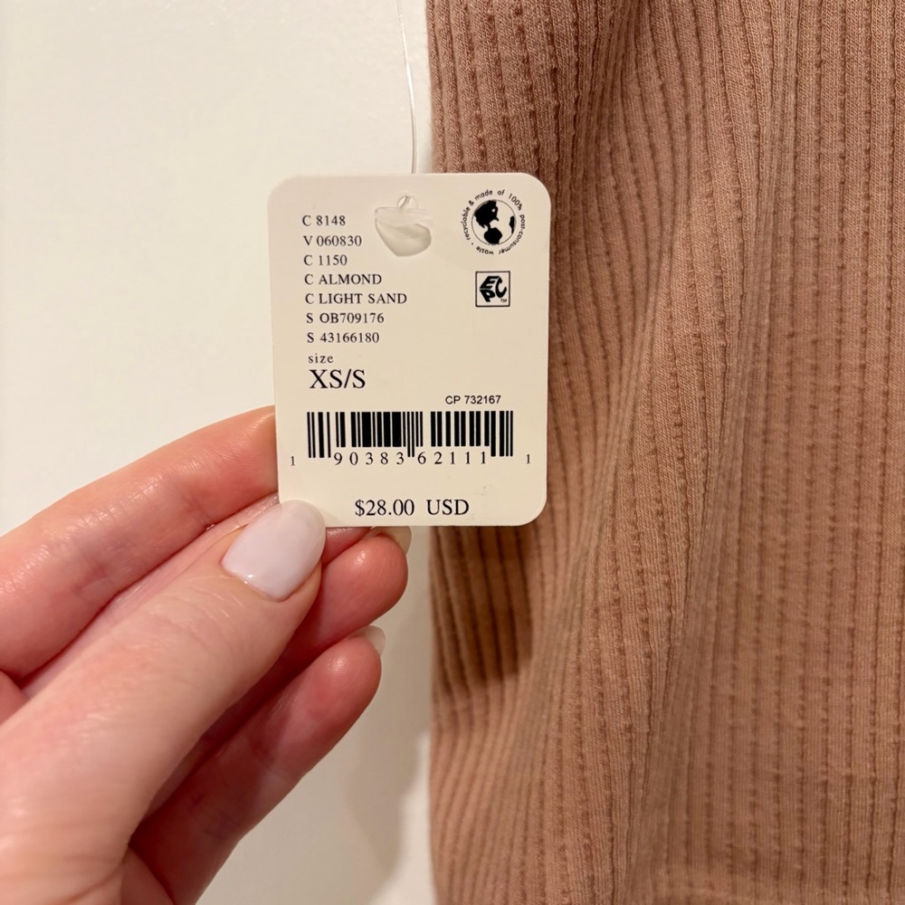 Free People Intimately Solid Rib Brami Size XS / S Almond Beige Nude NWT NEW - Picture 5 of 8